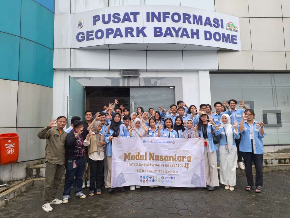 Kunjungan Mahasiswa PMM Modul Nusantara Universitas Serang Raya Ke Pusat Informasi Geopark Bayah Dome